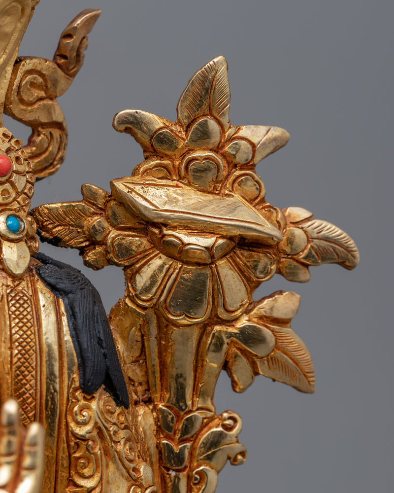 Gold Gilded Manjushri Bodhisattva Statue | Traditional Handcrafted Buddhist Art