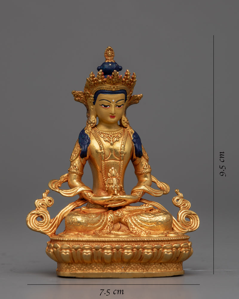 Amitayus Buddha Statue for Meditation and Ritual | Gold Gilded Machine Made Statue