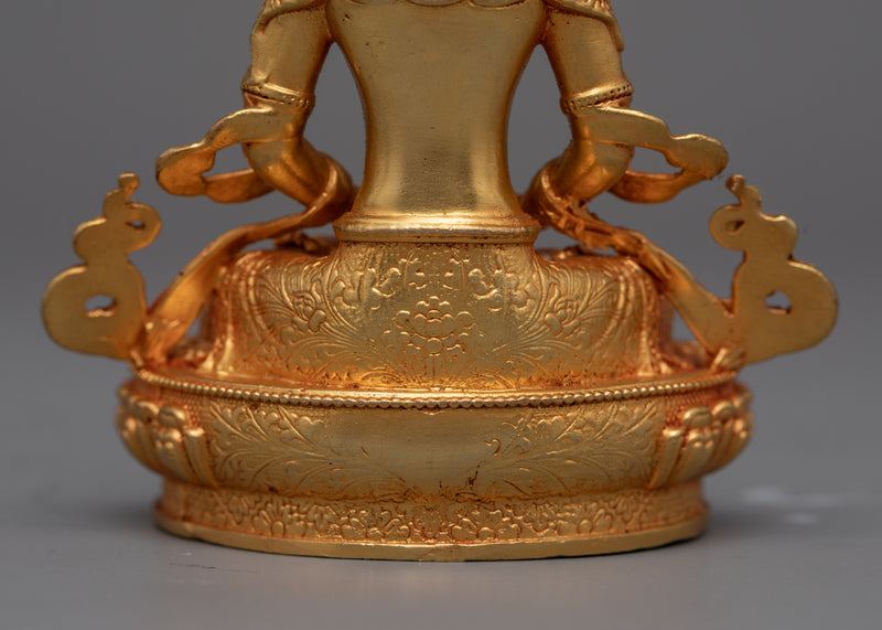 Amitayus Buddha Statue for Meditation and Ritual | Gold Gilded Machine Made Statue