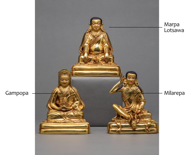 Three Great Kagyu Teachers statues | Marpa Lotsawa | Milarepa | Gampopa