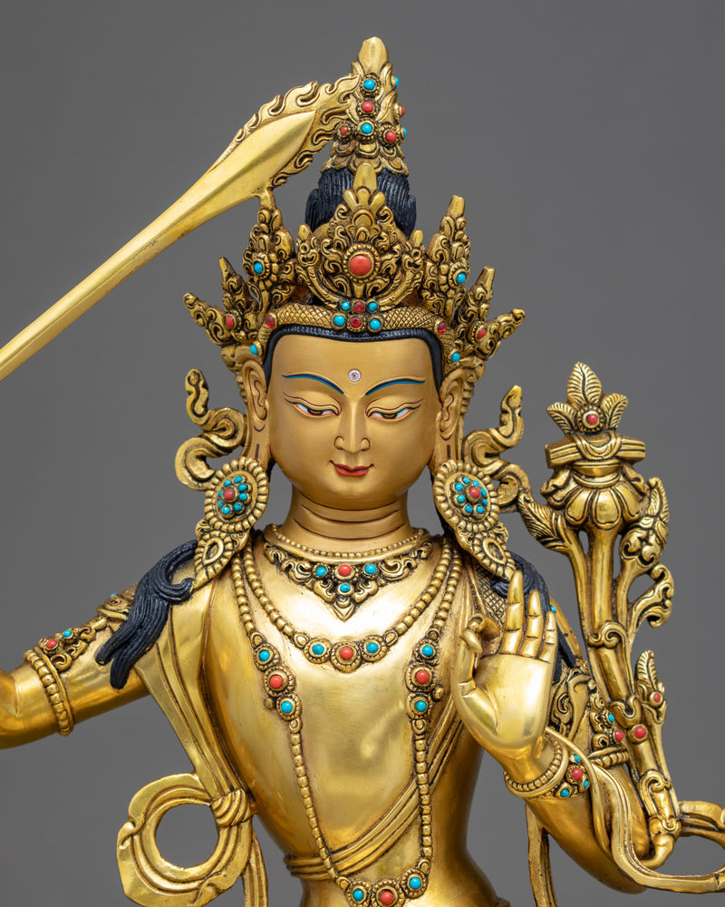 Manjushri Statue | Tibetan Bodhisattva Sculpture