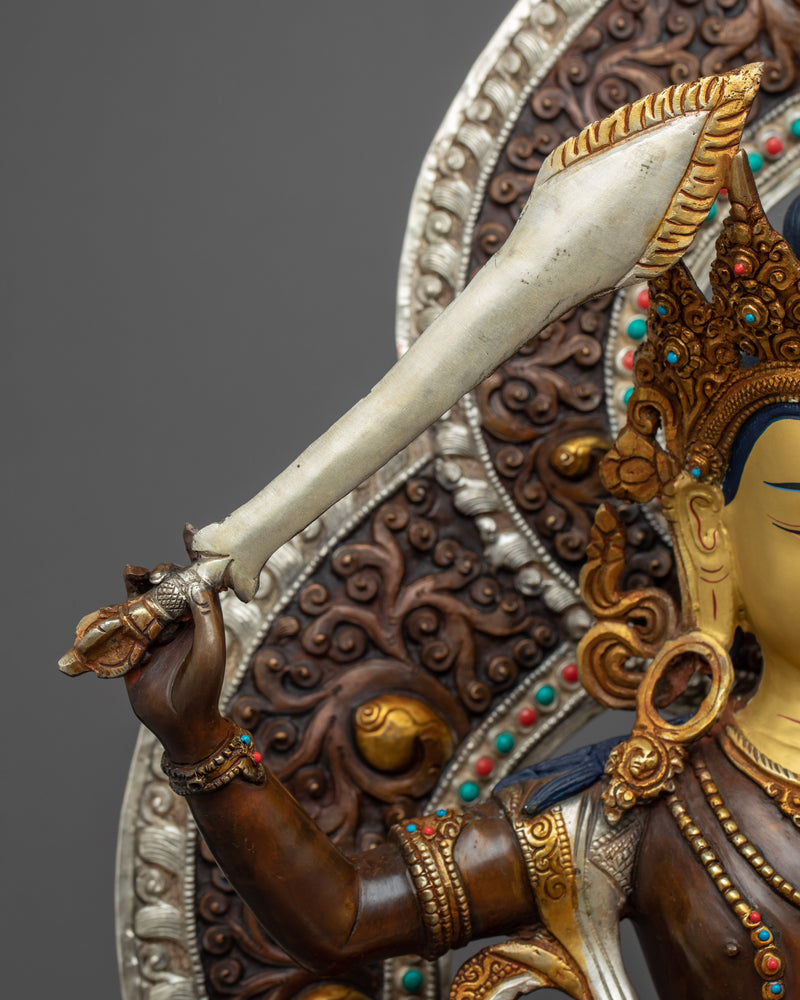 Manjushri Wisdom Deity Sculpture | Handmade Buddhist Art
