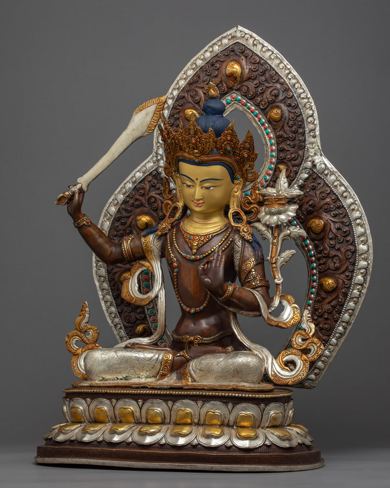 Manjushri Wisdom Deity Sculpture | Handmade Buddhist Art