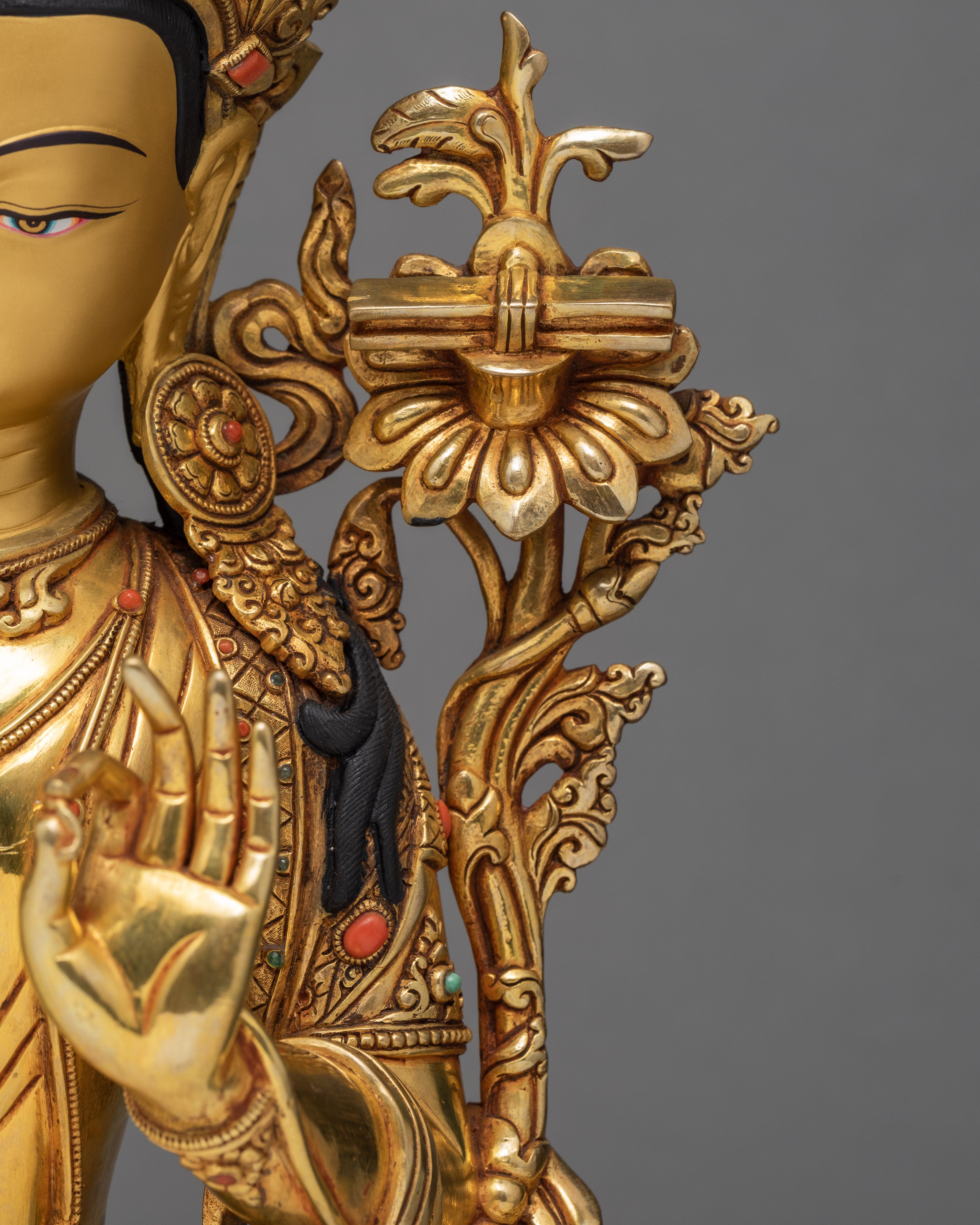 Manjushree Statue | Himalayan Buddhist Art | 24k Gold Glided statue