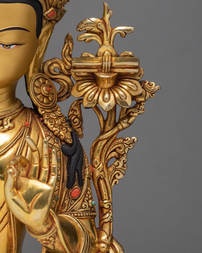 Manjushree Statue | Himalayan Buddhist Art | 24k Gold Glided statue