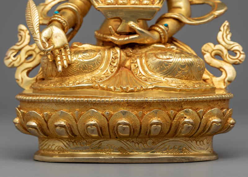 Kshitigarbha Gold Plated Statue | Himalayan Art of Nepal