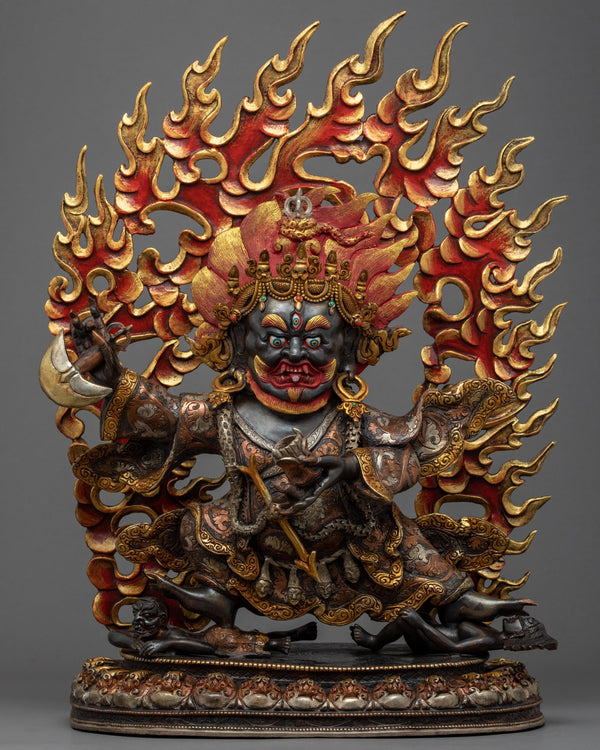 Two Armed Mahakala Gold Plated Sculpture