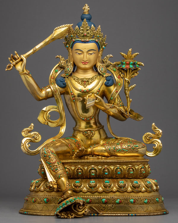 Tibetan Manjushri Gold Statue