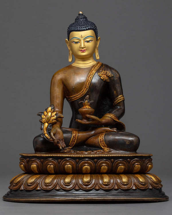 Medicine Buddha Gold Sculpture