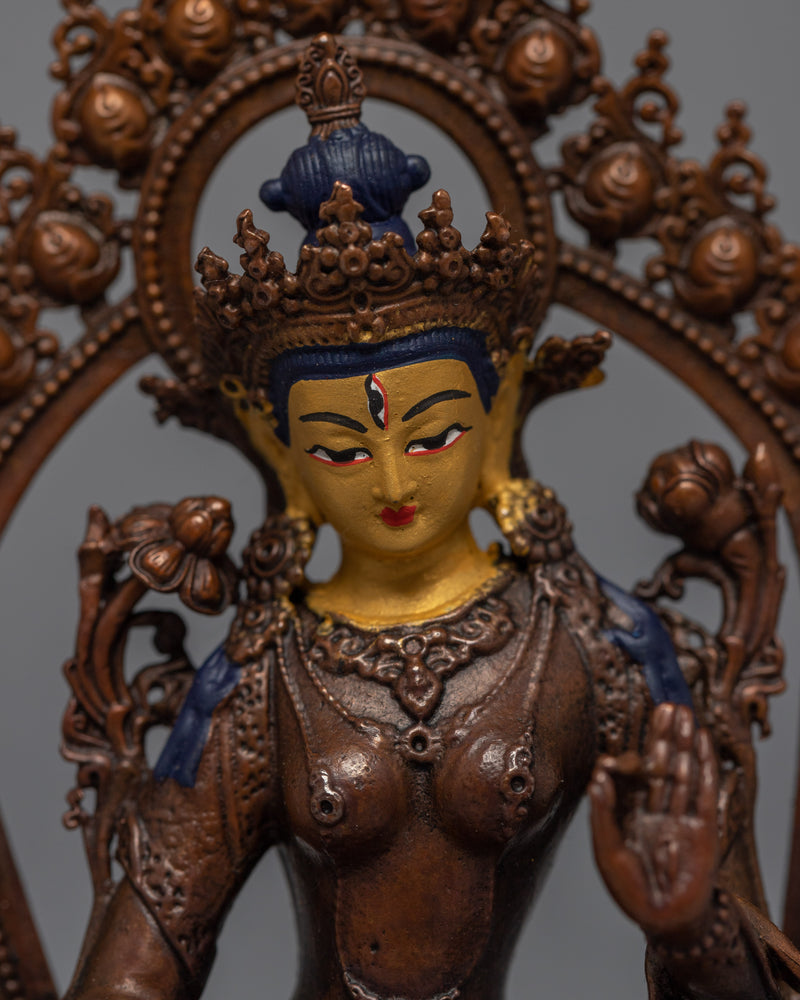 Tara The Female Buddha Sculpture | Buddhist Deity White Tara Machine Made Statue