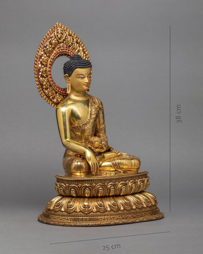 Shakyamuni Buddha Statue, Traditional 24k Gold Buddha Statue, Himalayan Art