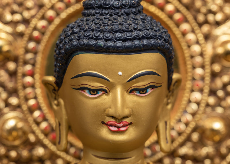 Shakyamuni In Throne | Purely Gold Gilded | Gautam Buddha Statue