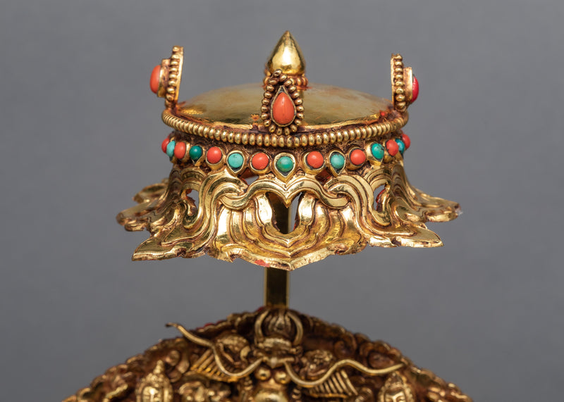 Shakyamuni In Throne | Purely Gold Gilded | Gautam Buddha Statue