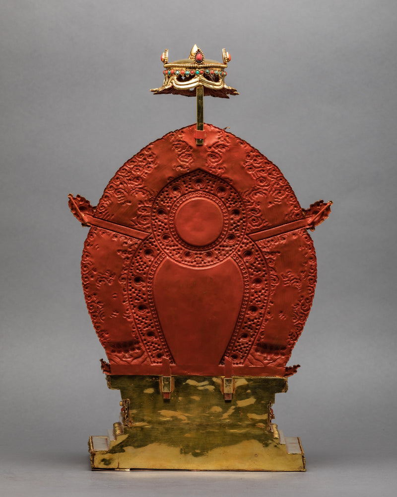 Shakyamuni In Throne | Purely Gold Gilded | Gautam Buddha Statue