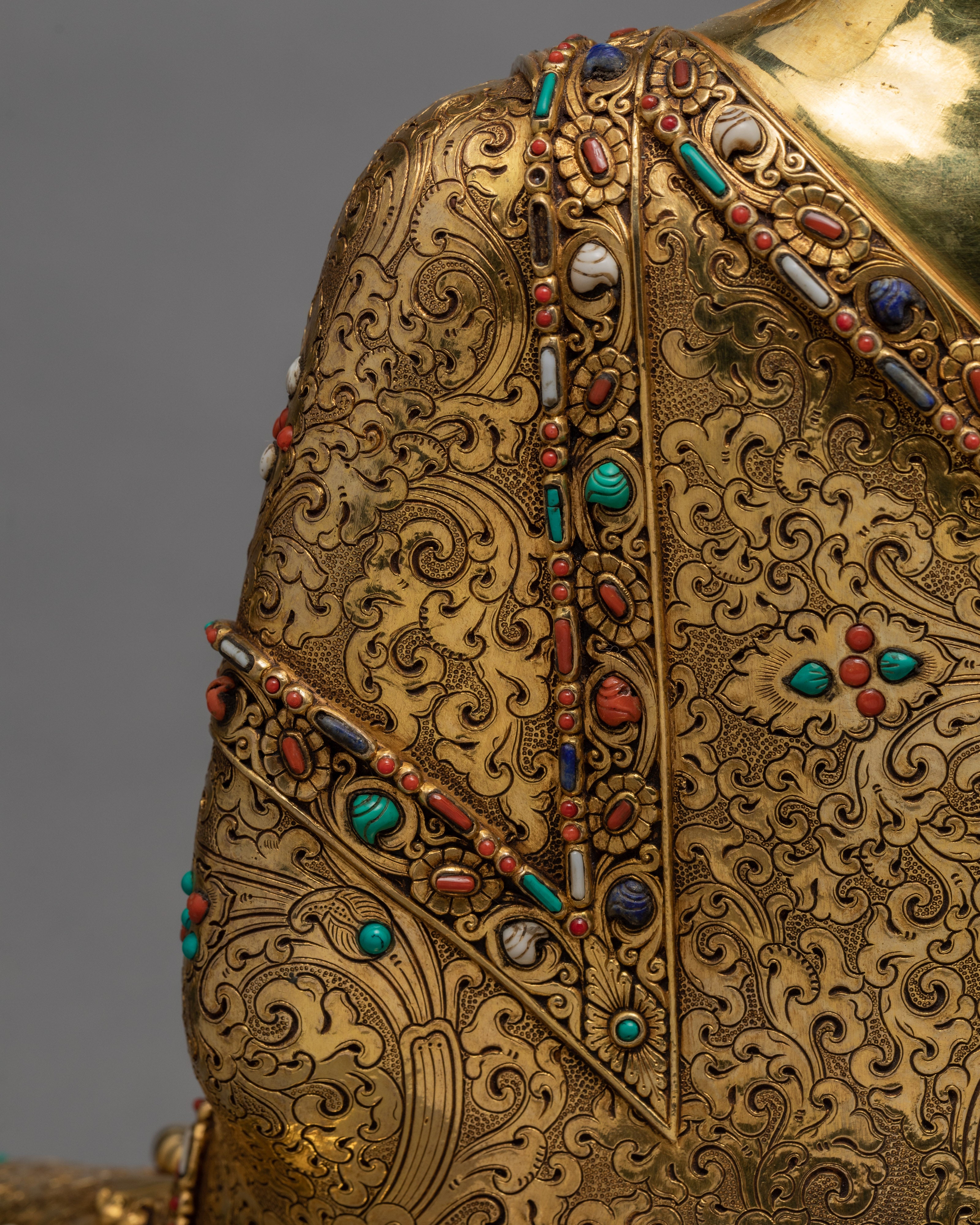 Shakyamuni Buddha | The Compassionate Gautam Buddha Statue | Gold Plated Tibetan Style Statue