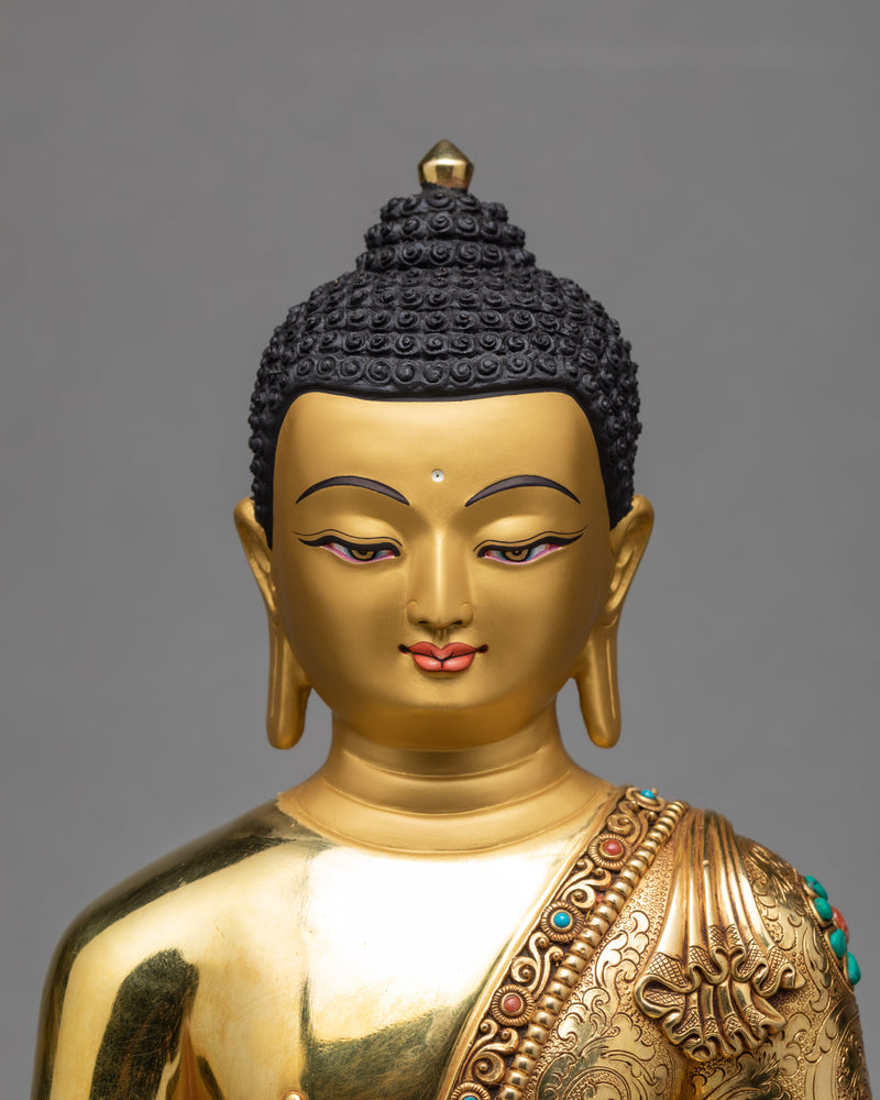 Shakyamuni  Buddha Statue | Gold Plated Gautam Buddha Statue