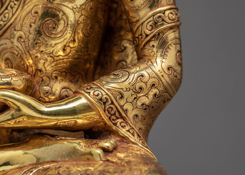 Shakyamuni Buddha Statue | Buddhist Sculpture | 24k Gold Gilded