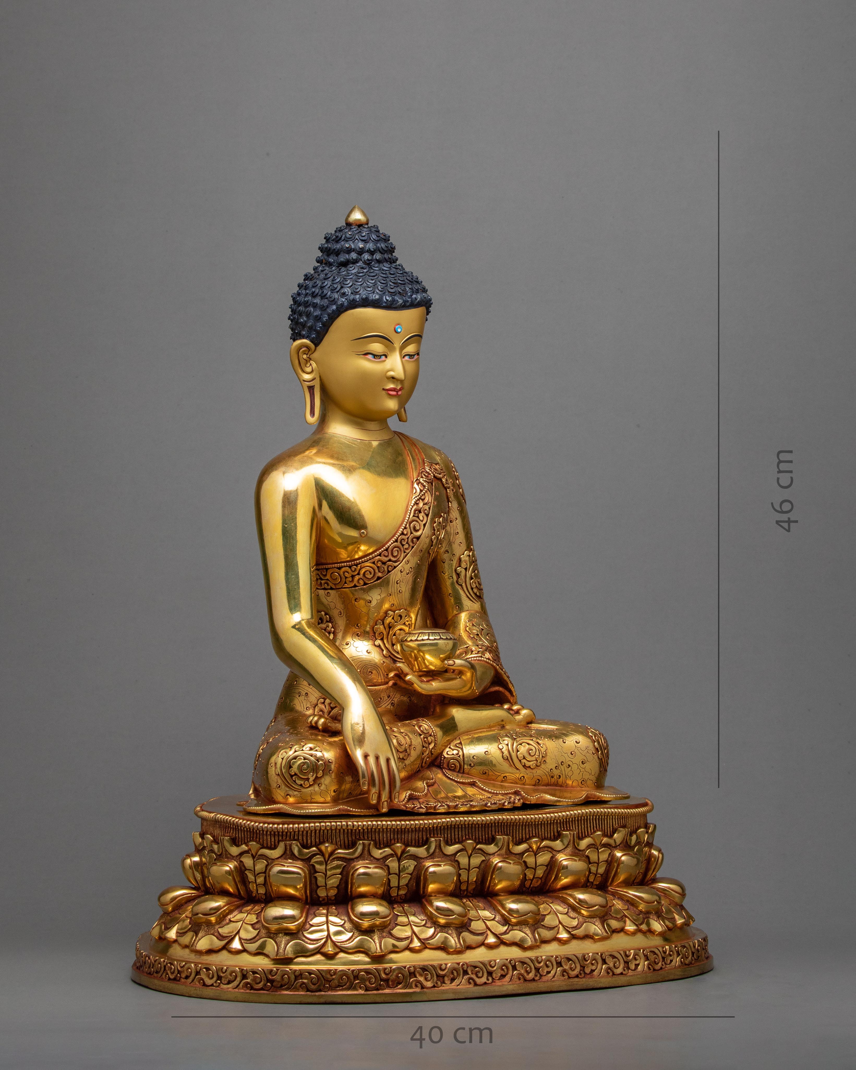 Tibetan Shakyamuni Buddha Statue | Hand Crafted With 24K Gold