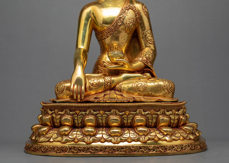 Tibetan Shakyamuni Buddha Statue | Hand Crafted With 24K Gold