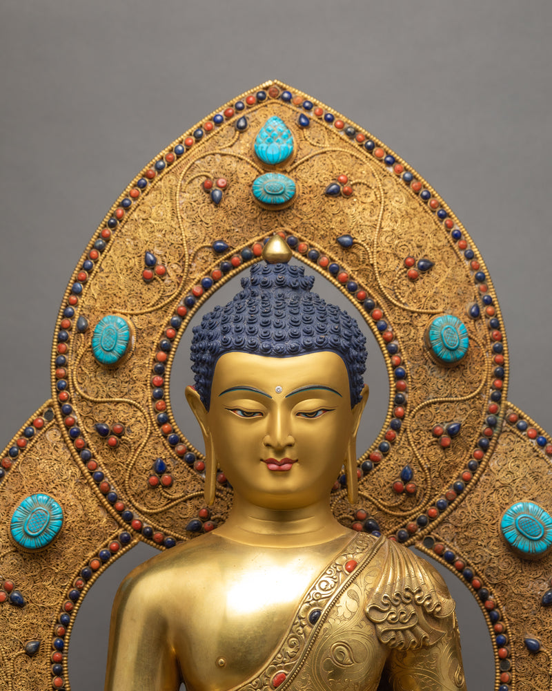 Shakyamuni Buddha Statue | 24k Gold Plated | Handmade Arts