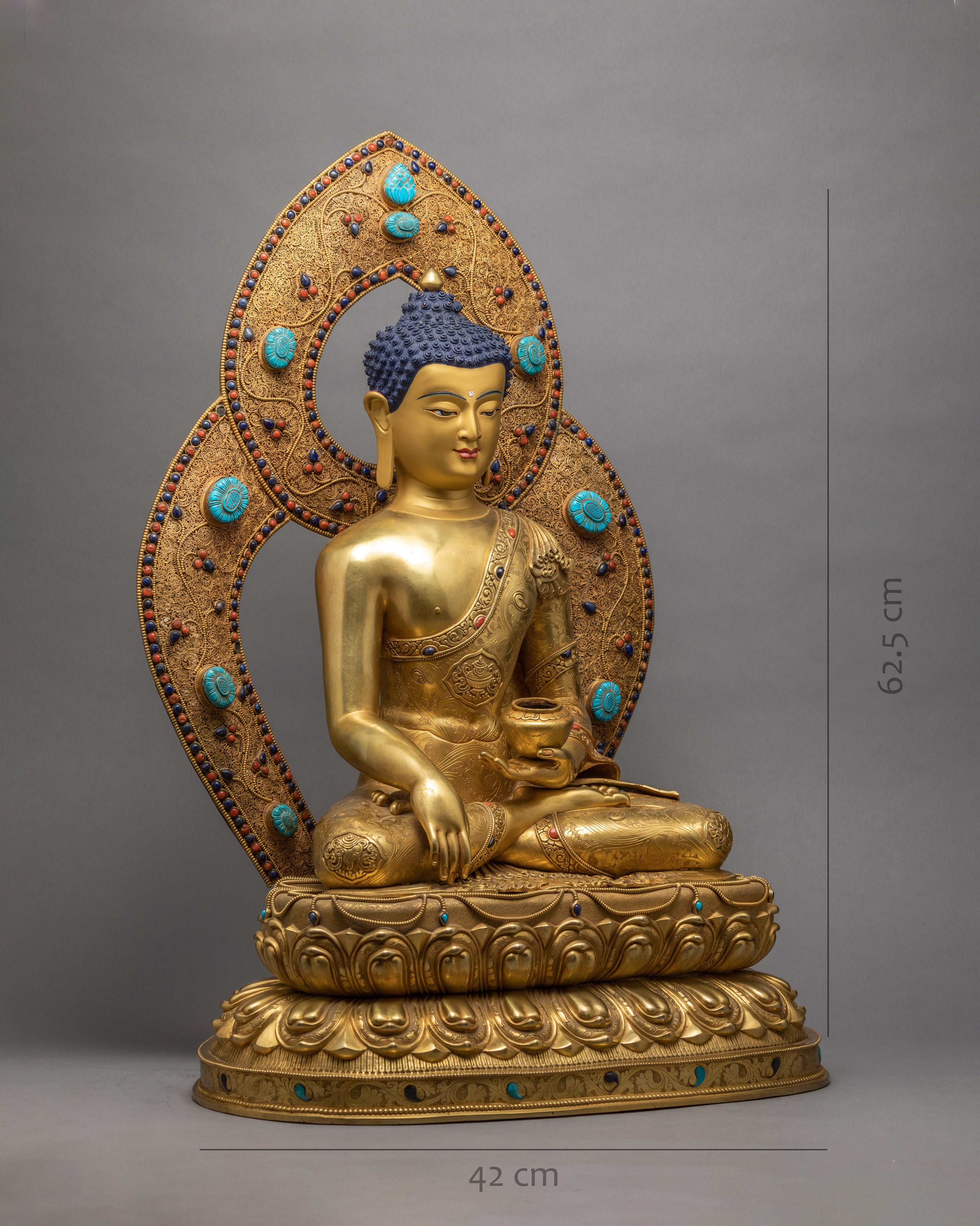 Shakyamuni Buddha Statue | 24k Gold Plated | Handmade Arts