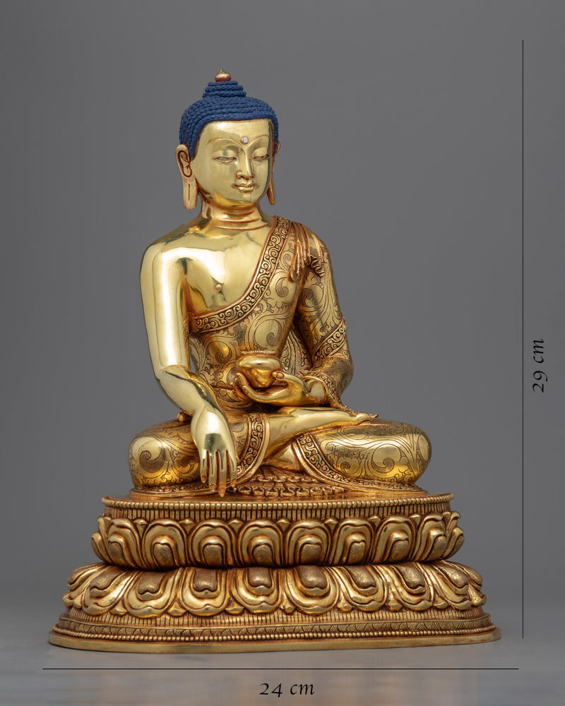 Shakyamuni Buddha Prayers Statue | Historical Buddha Seated On Lotus Seat Figurine