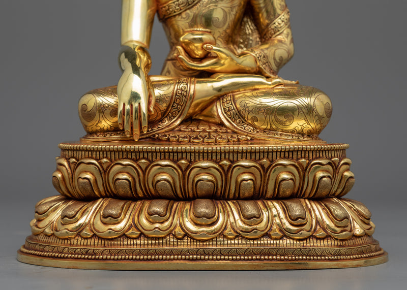 Shakyamuni Buddha Prayers Statue | Historical Buddha Seated On Lotus Seat Figurine