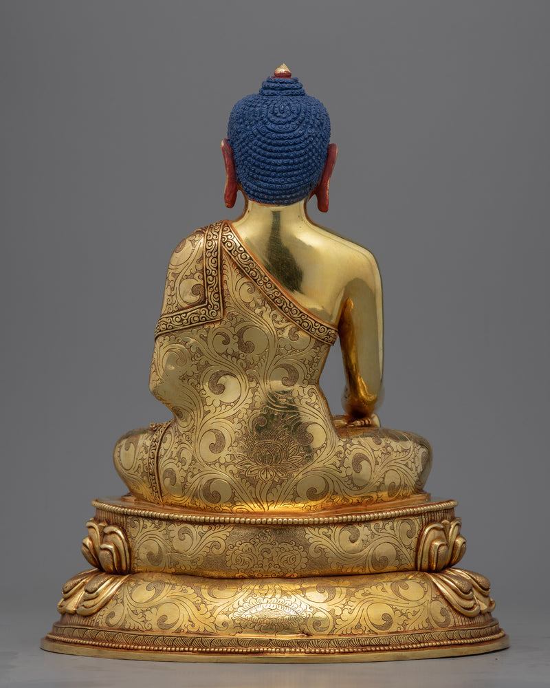 Shakyamuni Buddha Prayers Statue | Historical Buddha Seated On Lotus Seat Figurine