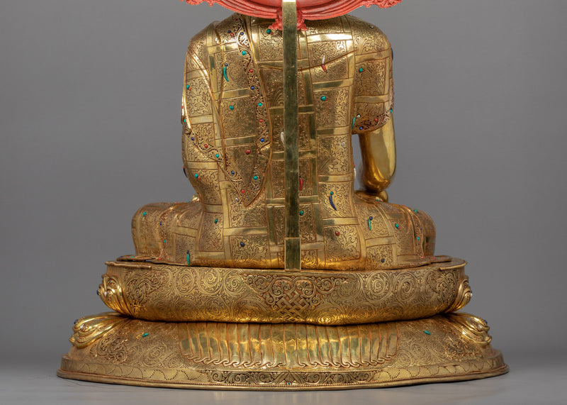 Seated Shakyamuni Buddha | Handmade Gold Statue | Hand-Crafted Himalayan Art