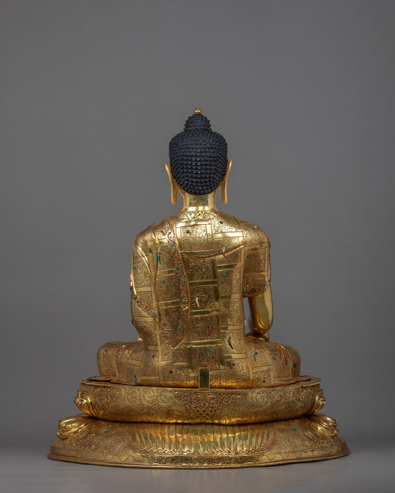 Seated Shakyamuni Buddha | Handmade Gold Statue | Hand-Crafted Himalayan Art