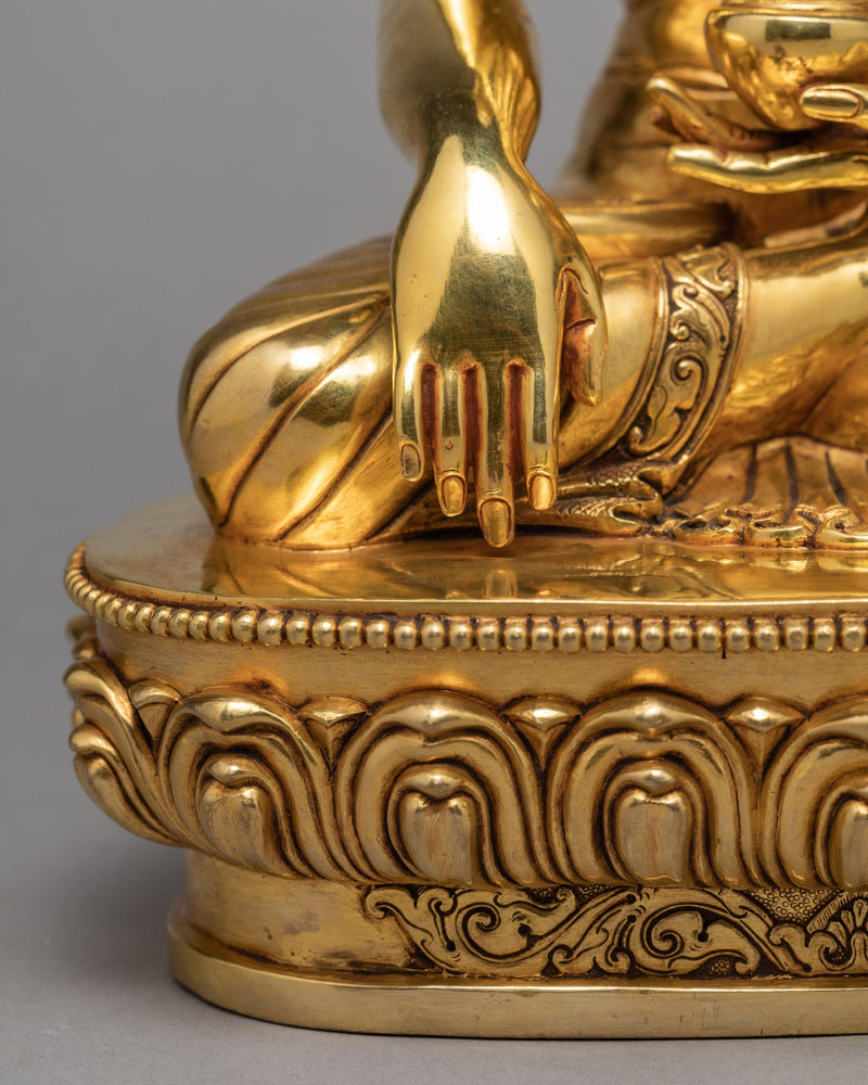 Shakyamuni Buddha Statue | Tibetan Sculpture | Plated With Gold Art