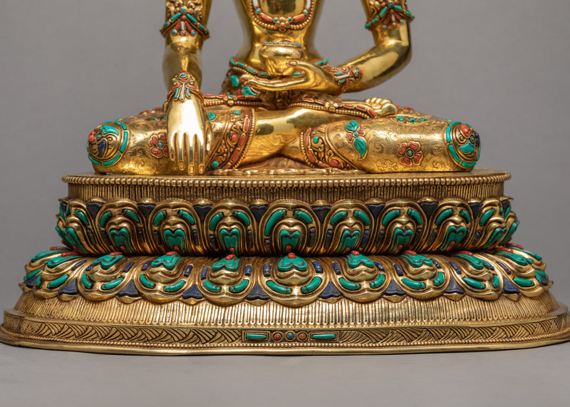Shakyamuni Buddha With Crown | Plated in 24K Gold | Buddha Statue