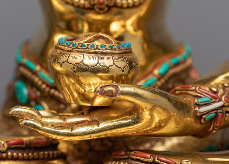 Shakyamuni Buddha With Crown | Plated in 24K Gold | Buddha Statue