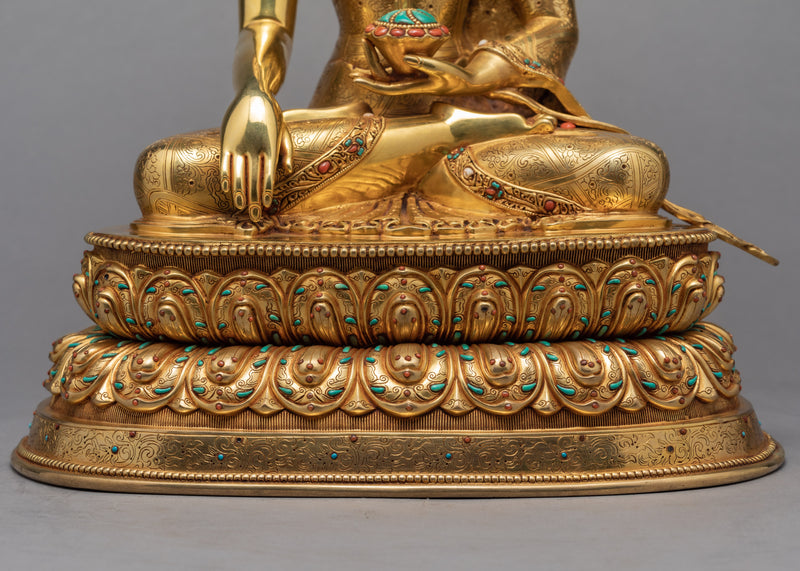 Buddha Shakyamuni Statue | Gold Plated Traditional Gautam Buddha Statue