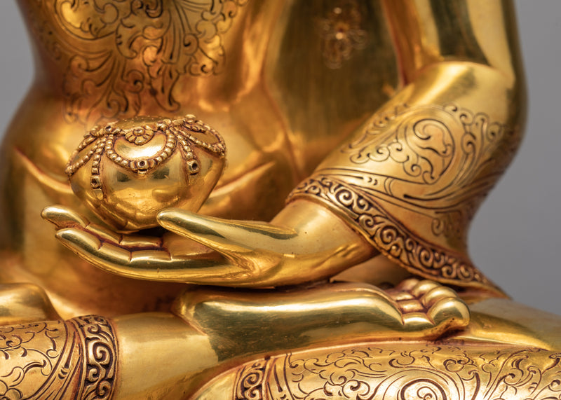 Buddha Shakyamuni Statue | Gold Plated Gautam Buddha | Buddhist Statue