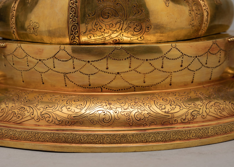 Buddha Shakyamuni Statue | Gold Plated Gautam Buddha | Buddhist Statue