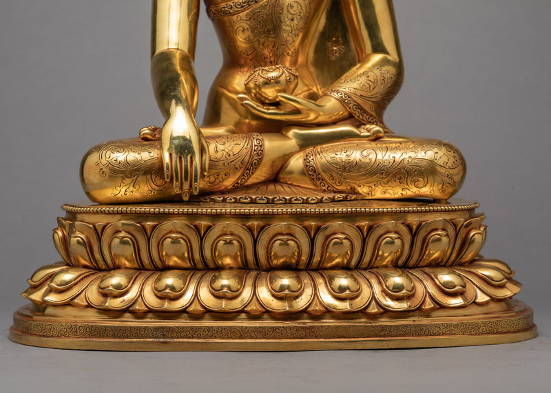 Buddha Shakyamuni Statue | Gold Plated Gautam Buddha | Buddhist Statue