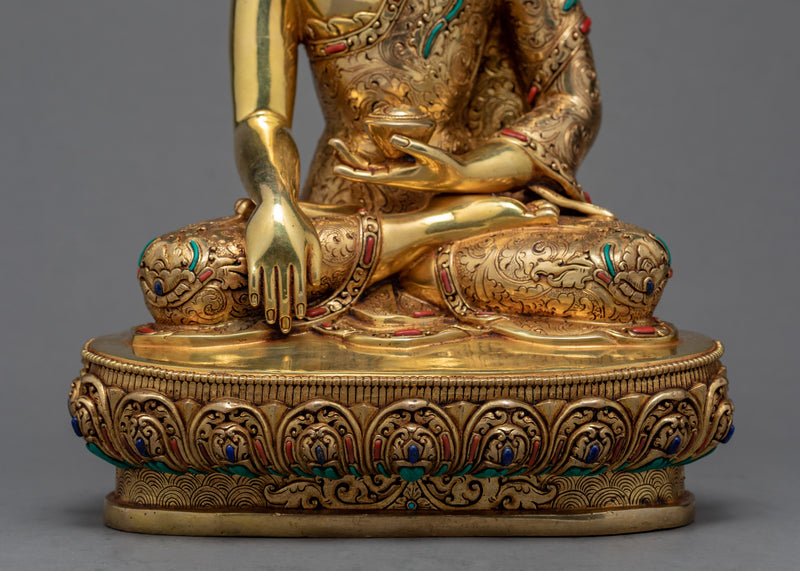 Shakyamuni Buddha Statue | Gold Gilded Tibetan Sculpture