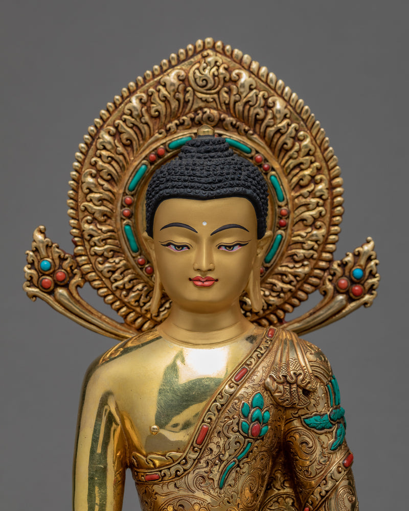 Shakyamuni Buddha Statue | Gold Gilded Tibetan Sculpture