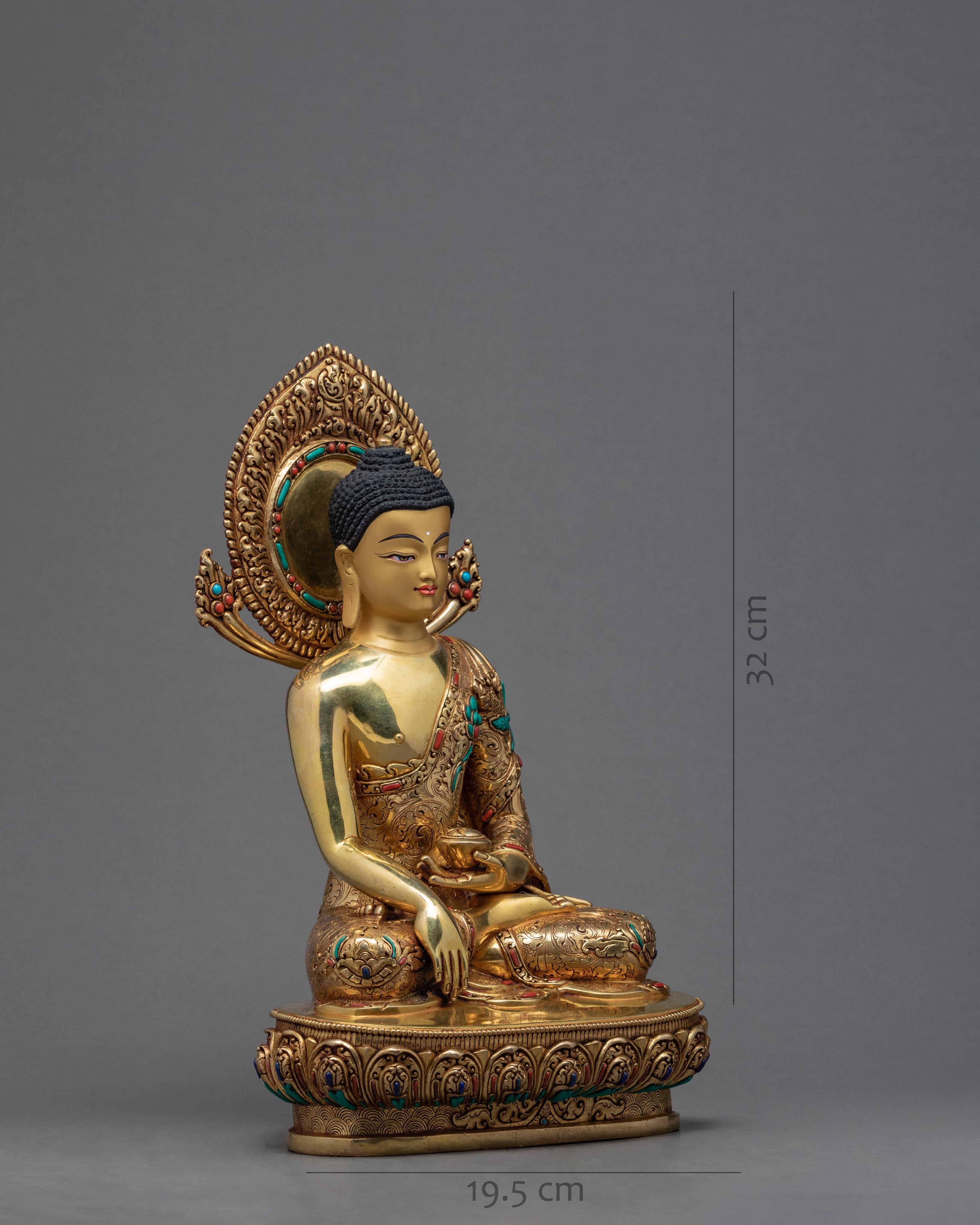 Shakyamuni Buddha Statue | Gold Gilded Tibetan Sculpture