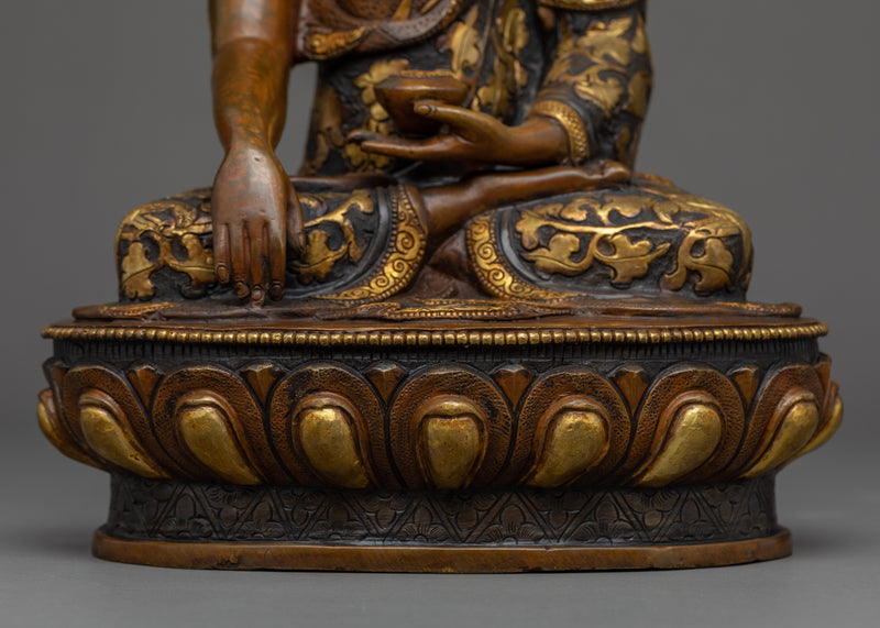 Shakyamuni Buddha Sitting on a Lotus | Traditional Himalayan Statue