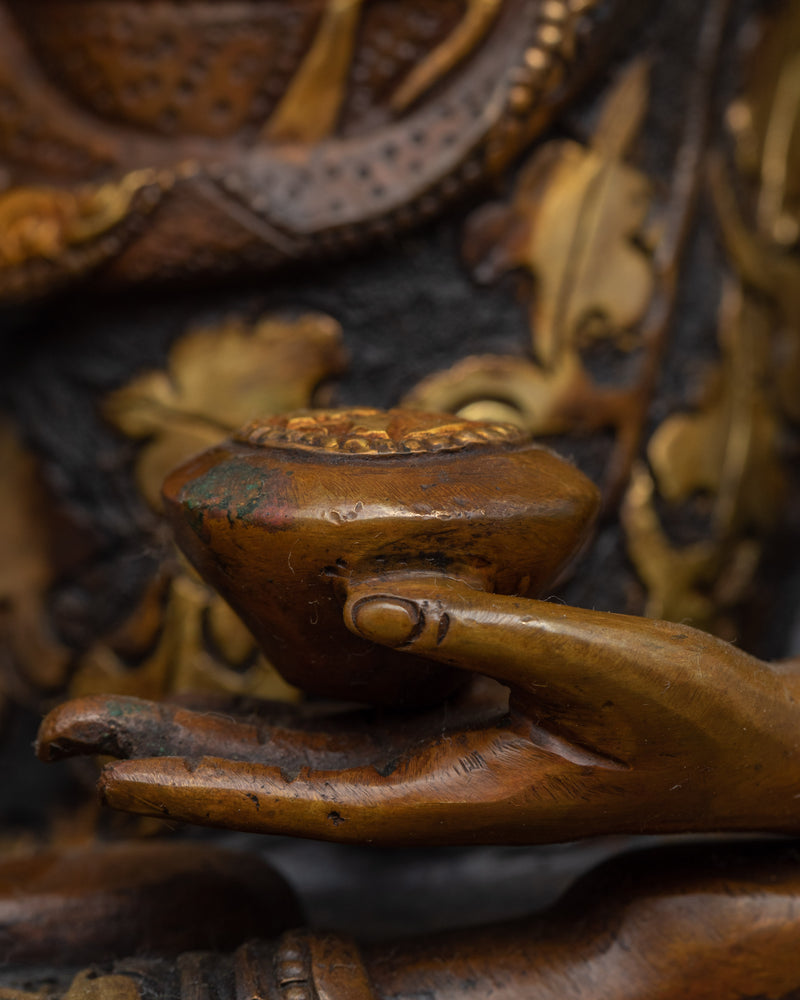 Shakyamuni Buddha Sitting on a Lotus | Traditional Himalayan Statue