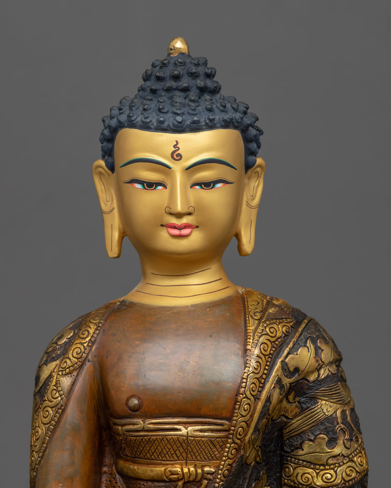 Shakyamuni Buddha Sitting on a Lotus | Traditional Himalayan Statue