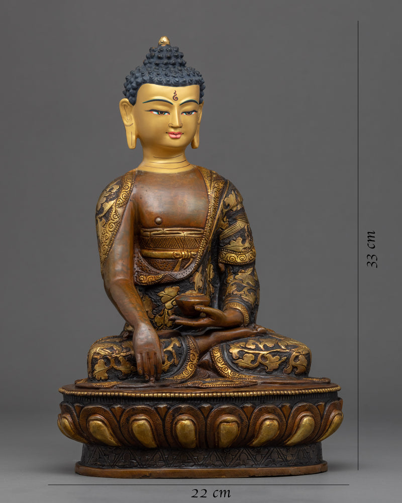 Shakyamuni Buddha Sitting on a Lotus | Traditional Himalayan Statue