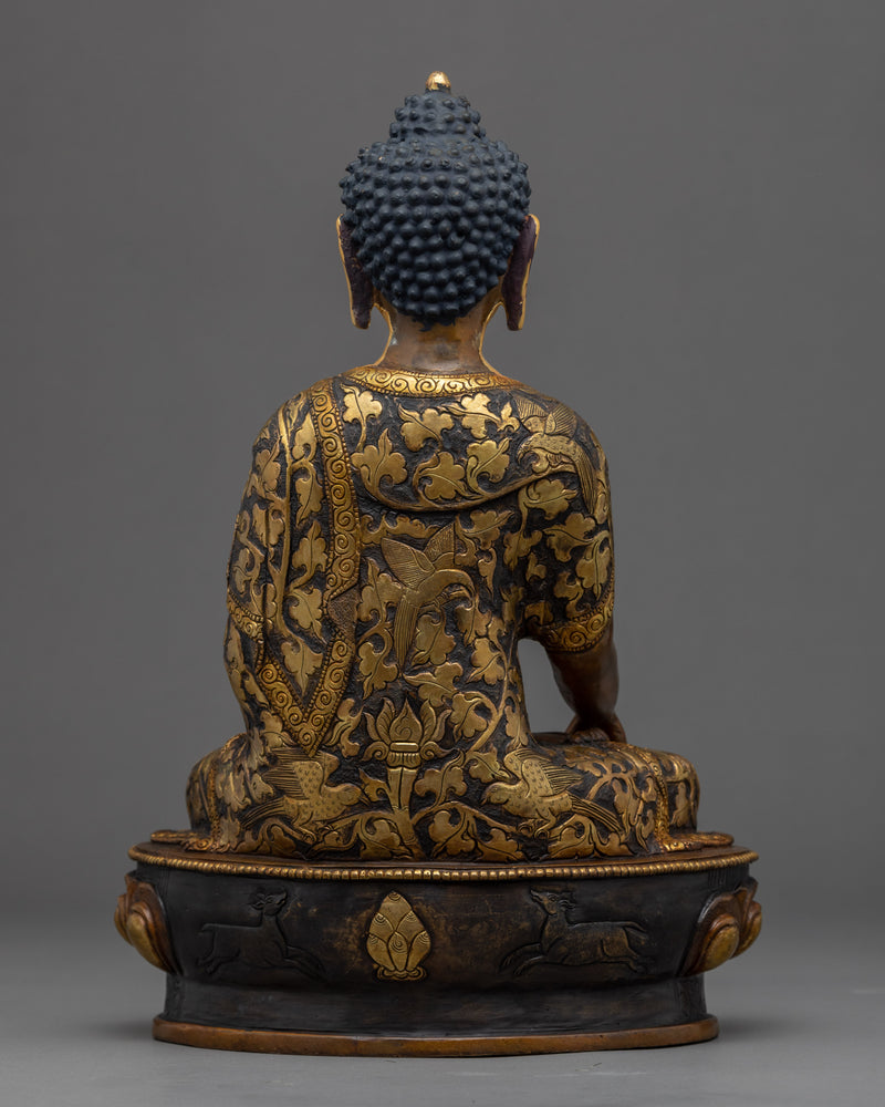 Shakyamuni Buddha Sitting on a Lotus | Traditional Himalayan Statue