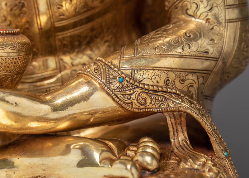 Buddha Shakyamuni Statue | Handmade Gold Plated Gautam Buddha | Fine Hand Carved