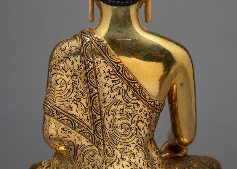Shakyamuni Buddha Statue | Gold Plated Traditionally Handmade