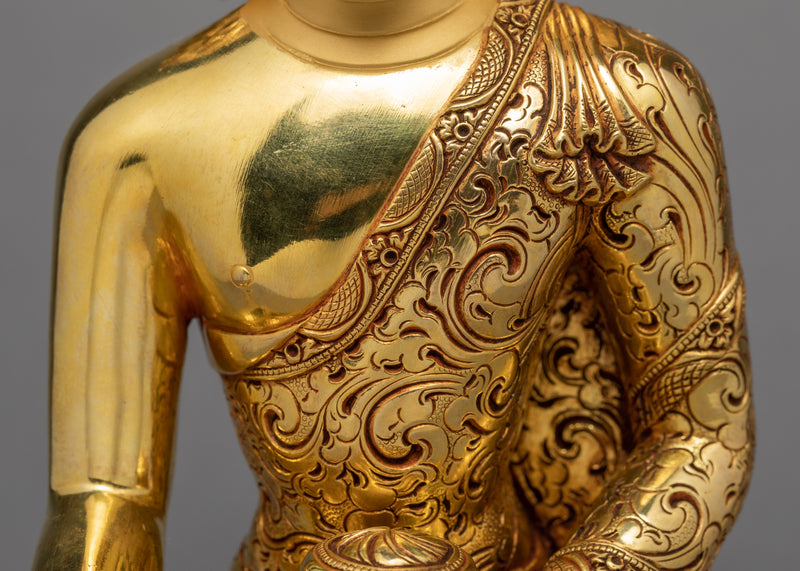 Buddha Shakyamuni  | Gautam Buddha Statue | Gold Plated Tibetan Statue