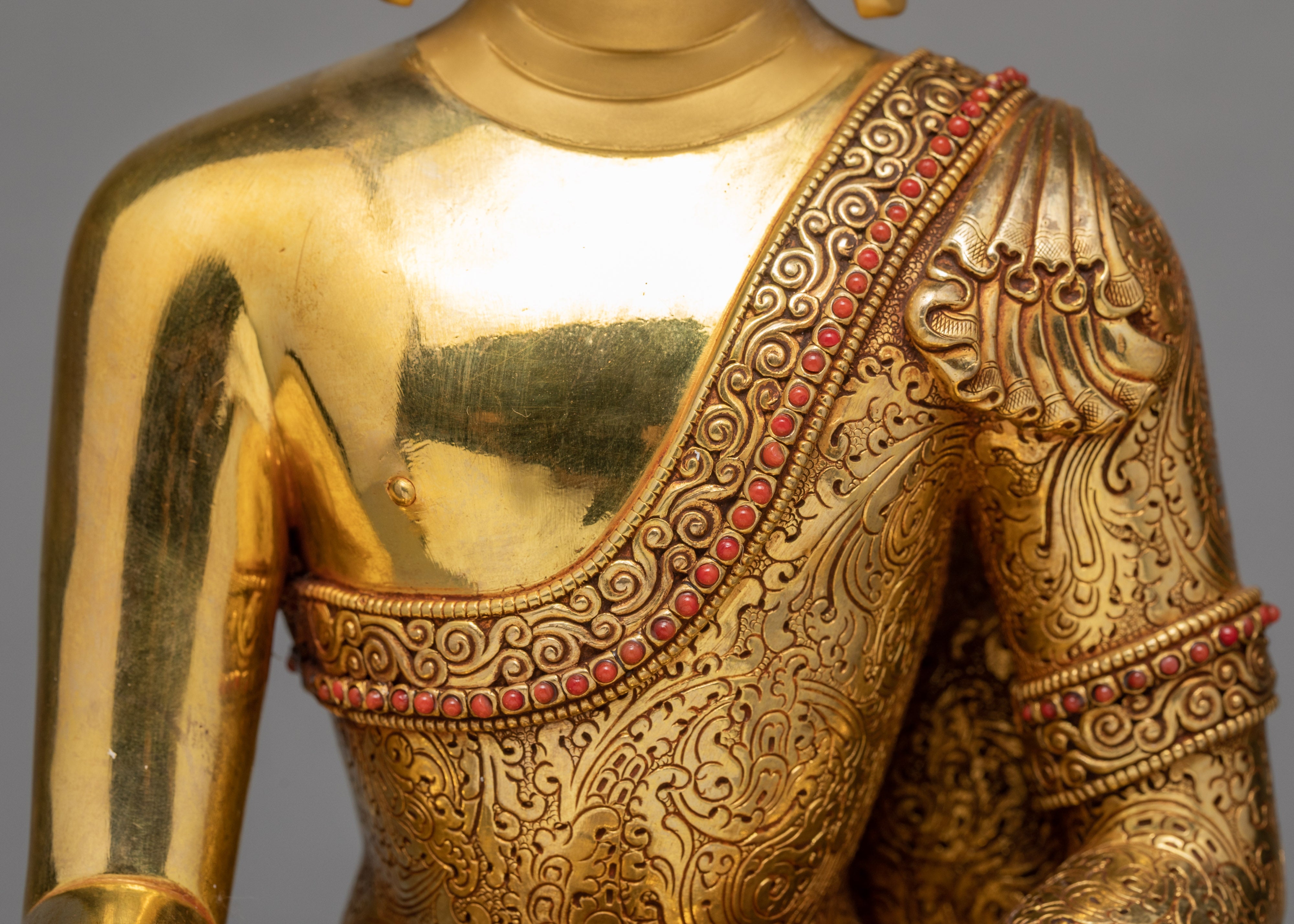 Seated Shakyamuni Buddha | 24k Gold Plated Himalayan statue