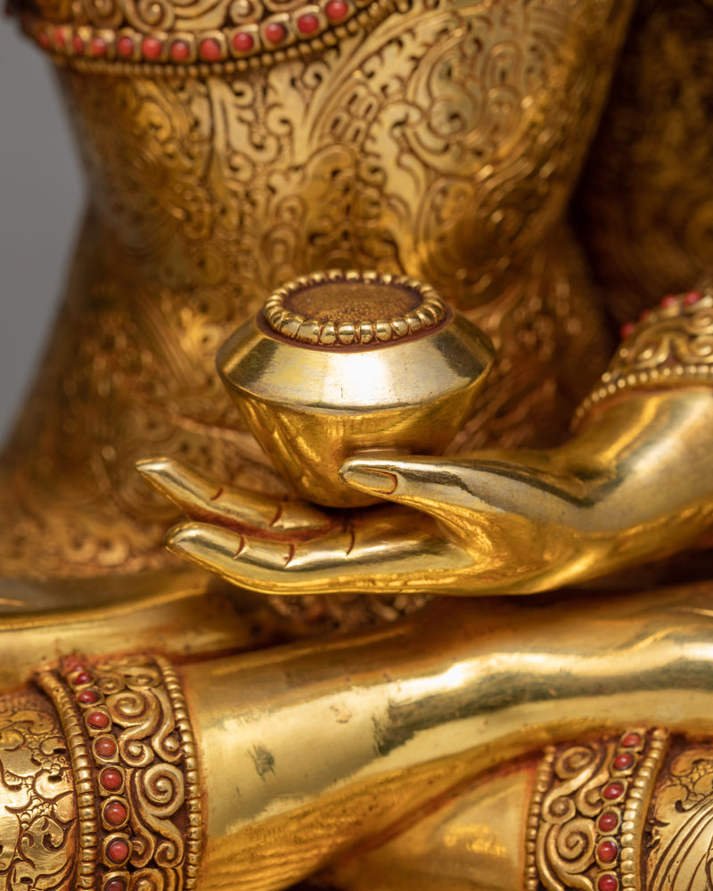 Seated Shakyamuni Buddha | 24k Gold Plated Himalayan statue